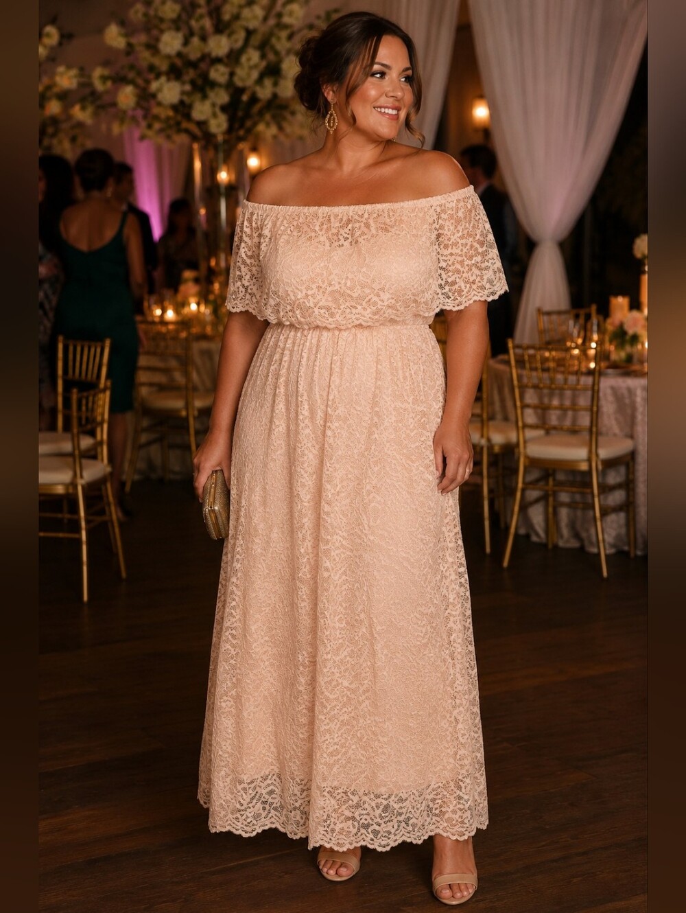 Chic Soul Plus Size 3x: Off-Shoulder Lace Maxi Dress